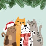 Kerstkaart zingende katten 2