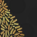 Kerstkaart zwart met gouden kerstboompjes 2