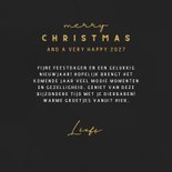 Kerstkaart zwart met gouden kerstboompjes 3