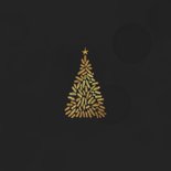 Kerstkaart zwart met gouden kerstboompjes Achterkant