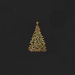 Kerstkaart zwart met gouden kerstboompjes Achterkant