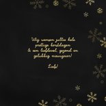 Kerstkaartje met foto gouden sneeuwvlokjes en strikje 3