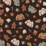 Kerstkaartje patroontje winterse accessoires illustratie 2