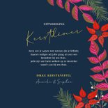 Kerstuitnodiging kerstkrans met bloemen en sterren 3