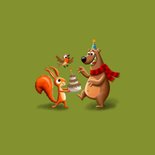 Kinderfeestje bosdieren op een aanpasbare achtergrond 2