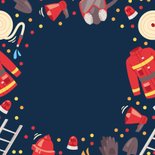 Kinderfeestje brandweer thema met confetti Achterkant