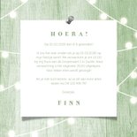 Kinderfeestje uitnodiging houtlook groen lampjes met foto 3