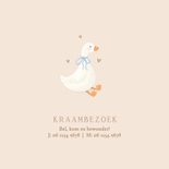 Klassiek geboortekaartje gansje strikje jongen beige 2