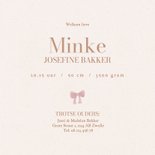 Klassiek geboortekaartje knuffel beer roze strikje 3