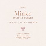 Klassiek geboortekaartje knuffel beer roze strikje 3