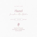 Klassiek wit gebortekaartje met vintage roze engels roosje 3