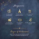 Klassieke donkerblauwe Ja trouwkaart uitnodiging met goud 2