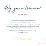 Klassieke donkerblauwe Ja trouwkaart uitnodiging met goud 3
