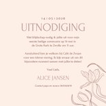 Klassieke uitnodiging communie met vintage tulpen beige 3