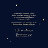 Klassieke zakelijk kerstkaart hartelijk bedankt blauw goud Achterkant