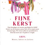 Kleurrijke kerstkaart kerstkrans strikken streep goud ster 3