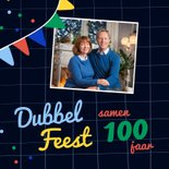 Kleurrijke uitnodigingen dubbel feest met slingers confetti 2