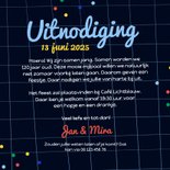 Kleurrijke uitnodigingen dubbel feest met slingers confetti 3