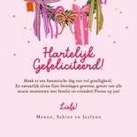 Kleurrijke verjaardagskaart Bow-ho-ho krans strikken goud 3