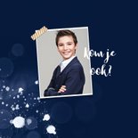 Lentefeest uitnodiging modern stijlvol spetters blauw foto 2