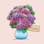 Leuke beterschapskaart met beertje en Hortensia 3