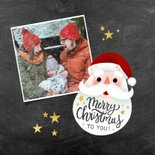 Leuke kerstkaart met kerstman, Merry Christmas en sterren 2
