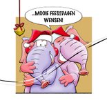 Leuke kerstkaart met olifanten, als stripverhaal. 2