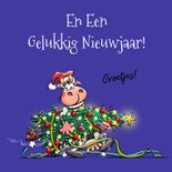 Leuke kerstkaart met taart en koeien met tekst: FIJNE KERST! 3