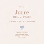 Lief beige geboortekaartje met teddybeer blauwe strik jongen 3