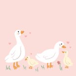 Lief felicitatiekaartje geboorte zusje met eendjes roze 2