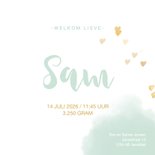 Lief geboortekaart watercolor hartjes 3