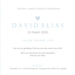 Lief geboortekaartje jongen met blauwe baby voetjes  Achterkant