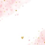 Lief geboortekaartje meisje met roze en gouden hartjes  Achterkant