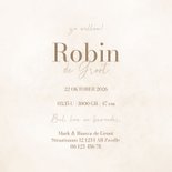 Lief geboortekaartje met beige strik waterverf 3