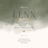 Lief geboortekaartje met groene waterverf en goudfolie 3