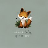 Lief geboortekaartje met vos illustratie en vlindertje 2