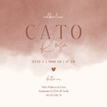 Lief geboortekaartje met zachtbruine waterverf en koperfolie 3