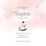 Lief geboortekaartje met zebra en roze wolken 3