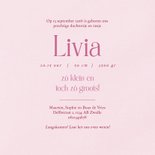 Lief geboortekaartje met zeepaardjes voor een zusje roze 3