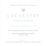 Lief geboortekaartje voor een jongen met blauw hart 3