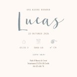 Lief geboortekaartje voor een jongen met twee olifantjes Achterkant