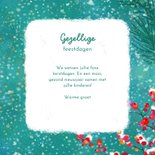 Lief kerstkaart met roodborst en kerstlampjes 3