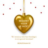 Lief kerstkaartje 'Je bent goud waard' hart 3