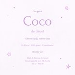 Lief pastel geboortekaartje met schelp en en streepjes 3