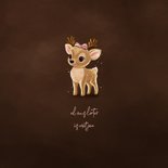 Lief winters geboortekaartje met hertje met roze strik 2