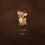 Lief winters geboortekaartje met hertje met roze strik 2