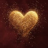 Liefdevolle kerstkaart met sprankelend hart van glitters 2