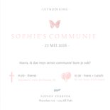 Lieve communiekaart met een roze silhouet van een vlinder 3