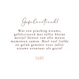 Lieve felicitatiekaart geboorte meisje strikjes kader goud 3