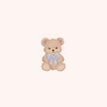 Lieve felicitatiekaart geboorte teddybeertje blauwe strik 2